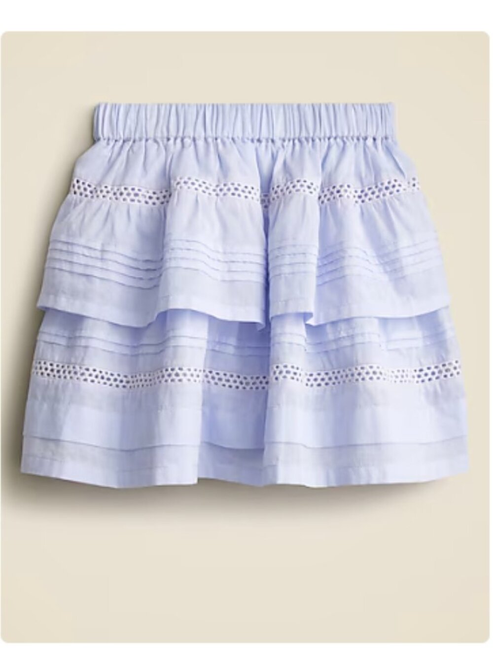 J.Crew Crewcuts Blue Girls Eyelet Tiered Mini Skirt in Cotton Voile Size Large